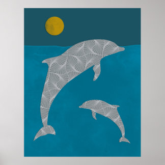 Dolphin Nautical Poster