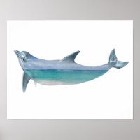 Dolphin Ocean Double Exposure Poster