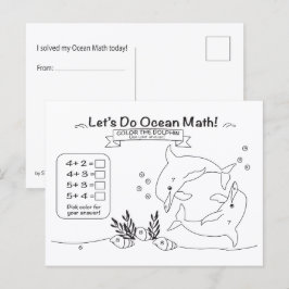 Dolphin Ocean Math Coloring Postcard Postkarte