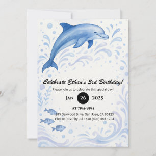 Dolphin & Ocean Wirbel zum Geburtstag Einladung