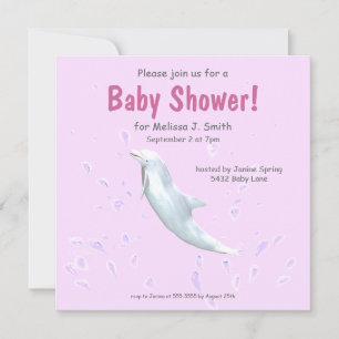 Dolphin on Pink - Baby Dusche Einladung