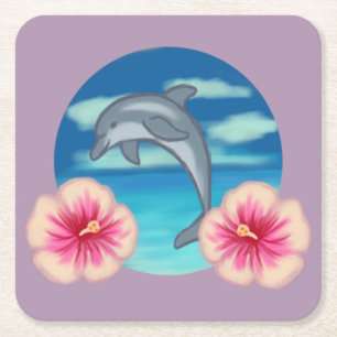 Dolphin Paradise Rechteckiger Pappuntersetzer