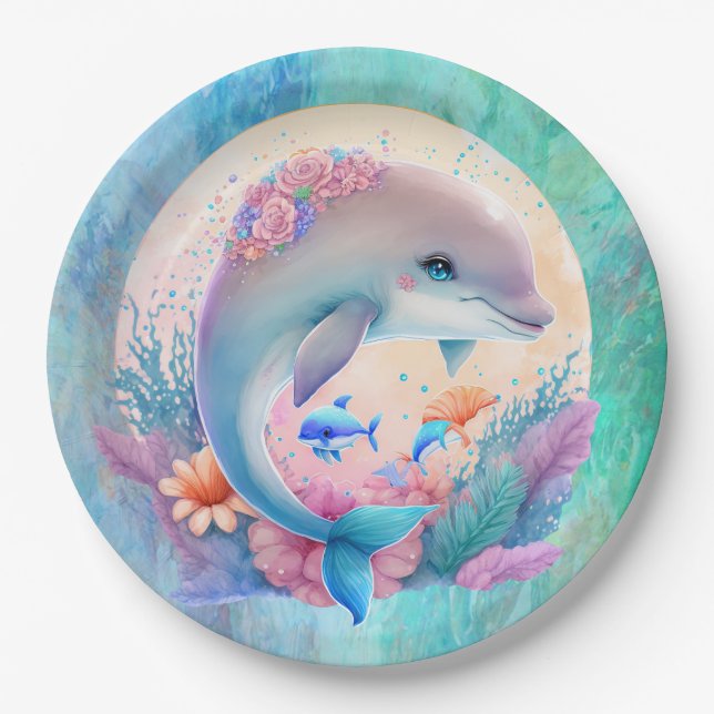 Dolphin-Party Pappteller (Vorderseite)