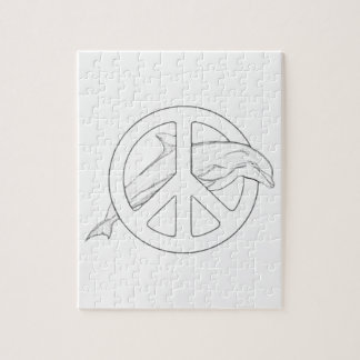 Dolphin Peace Sign Adult Coloring Puzzle
