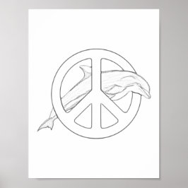 Dolphin Peace Sign Erwachsenenfarbenplakat Poster