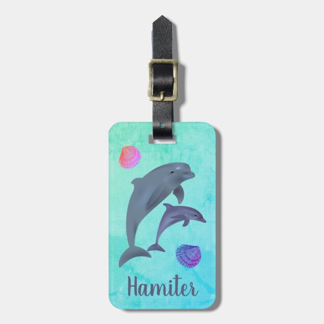 Dolphin Personalisiert Gepäckanhänger (Vorderseite vertikal)