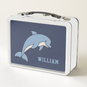 Dolphin Personalisierter Individuelle Name zurück  Metall Brotdose
