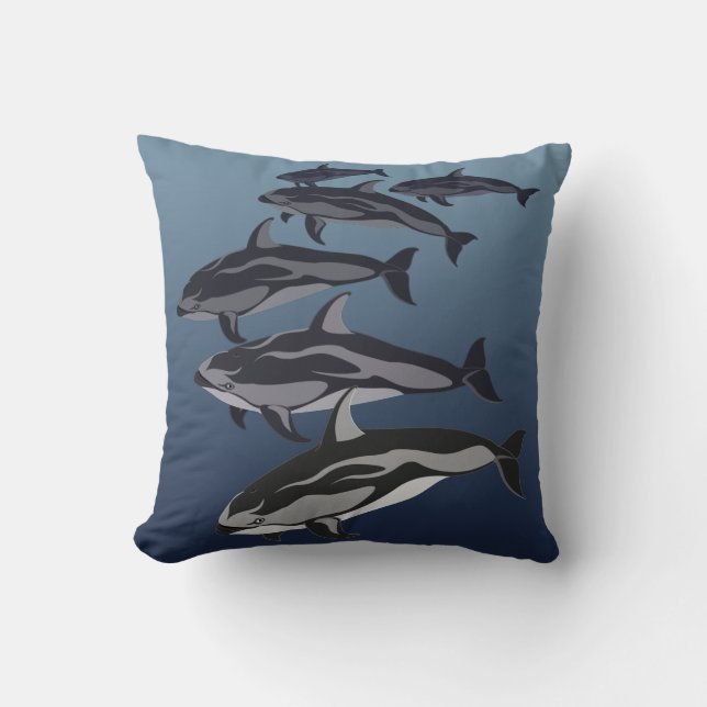Dolphin Pillow White Sided Delphin Throw Kissen (Vorderseite)