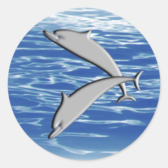 Dolphin Play Runder Aufkleber (Vorderseite)