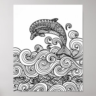 Dolphin Playing - Color Your Own Art Poster