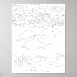 Dolphin Pod Aduloring Poster