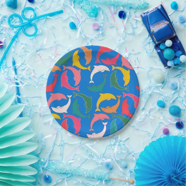 Dolphin Print Blue Pappteller (Party)