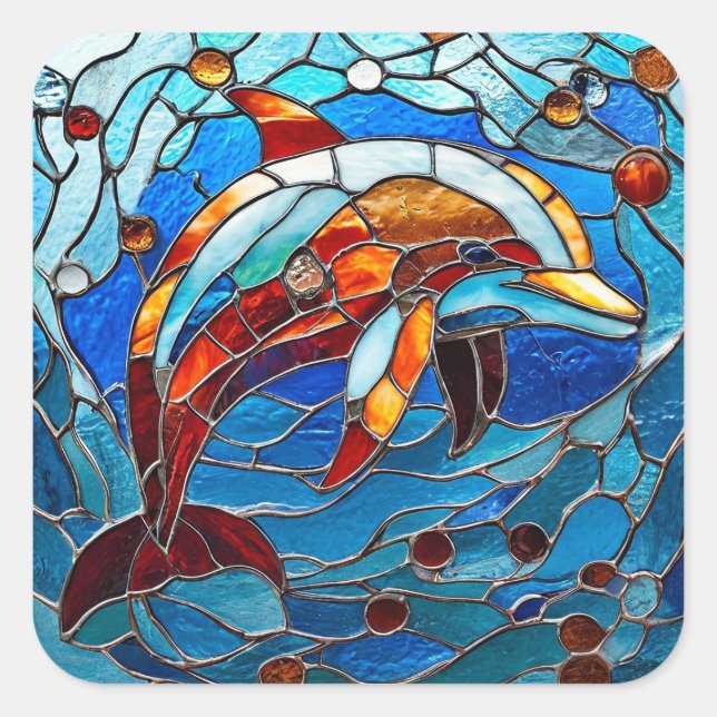 Dolphin Quadratischer Aufkleber (Vorderseite)