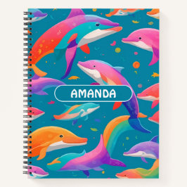 Dolphin Rainbow Personalisiertes Muster Notizbuch