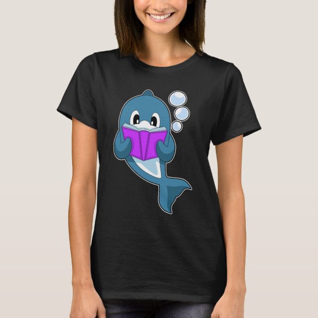Dolphin Reading Book T-Shirt (Vorderseite)