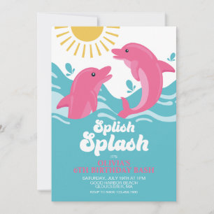 Dolphin Rosa und Lila Geburtstag Einladung