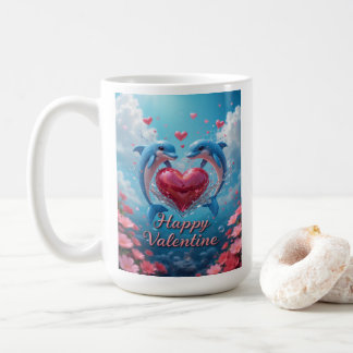 Dolphin Rose Valentine Romantic Ocean Love Kaffeetasse