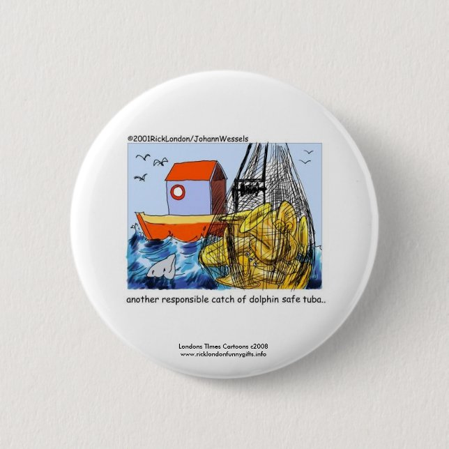 Dolphin Safe Tuba Funny New Button (Vorderseite)