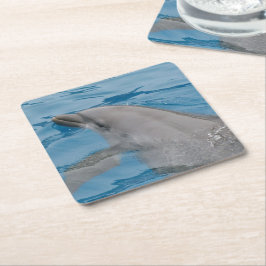 Dolphin-Schwimmen in den Tiefen des blauen Ozeans Rechteckiger Pappuntersetzer