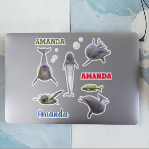 Dolphin Sea Life Set Name Monogram Aufkleber