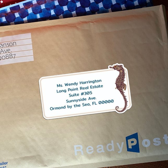 Dolphin Seepferd Große, vorbedruckte Postmarken Aufkleber (Von Creator hochgeladen)