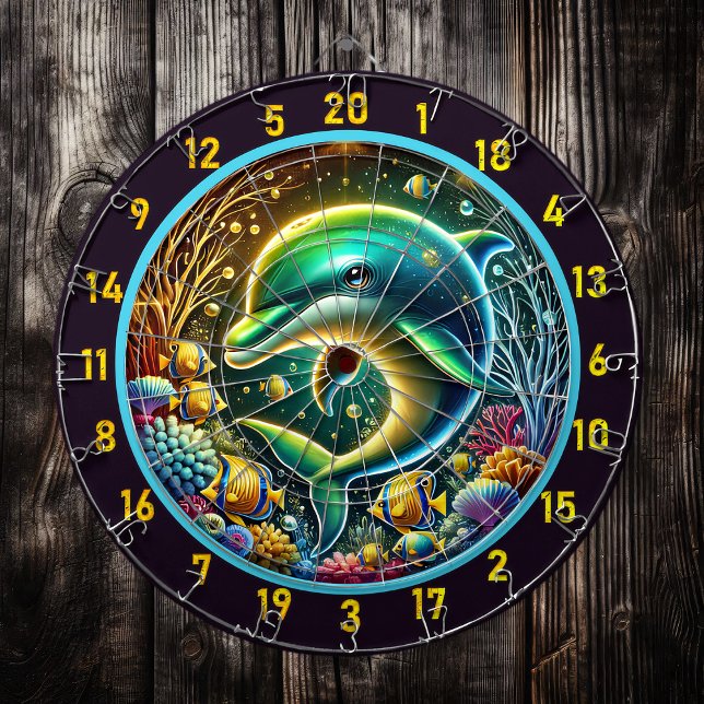 Dolphin Serenity Coral Reef Dartboard Dartscheibe (Von Creator hochgeladen)