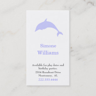 Dolphin Silhouette Children Play Date Card Telefonnummerkarte