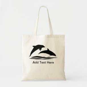 Dolphin-Silhouette Hinzufügen von Text Tragetasche