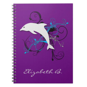 Dolphin Silhouette Lila Personalisiertes Notebook Notizblock