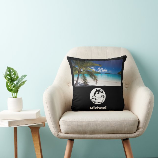 Dolphin-Silhouette-Monogramm-Foto Kissen (Stuhl )