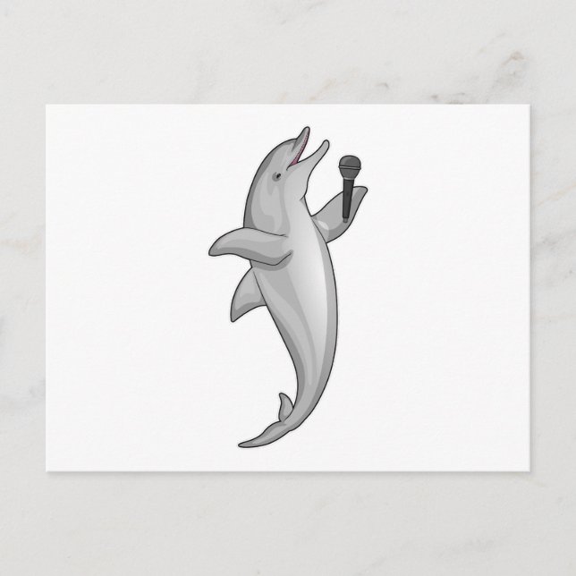 Dolphin Singer Mikrofon Postkarte (Vorderseite)
