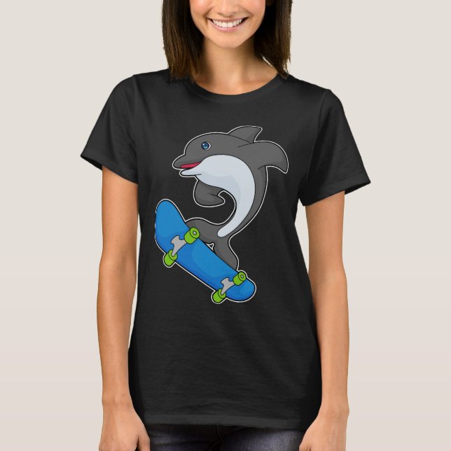 Dolphin Skater Skateboard T-Shirt (Vorderseite)