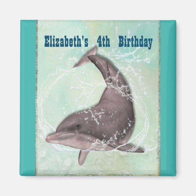 Dolphin Splashing Around Aquarium Geburtstag Thema Magnet (Vorne)