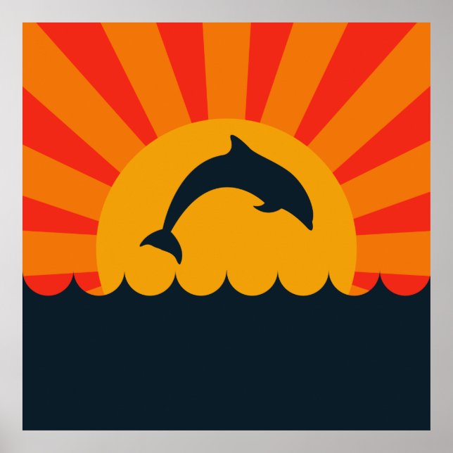 Dolphin springt aus der Wasserillustrierung Poster (Vorne)