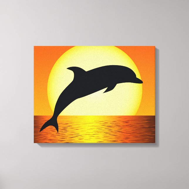 Dolphin Sunset Picture on Gallery Leinwanddruck (Vorderseite)