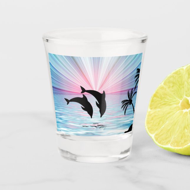 Dolphin Sunset Schnapsglas (Vorderseite)