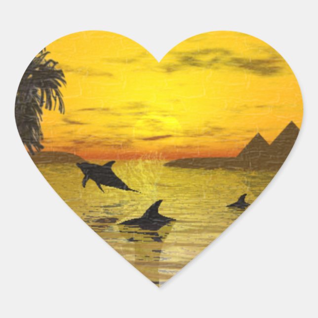 Dolphin Sunset Sticker (Vorderseite)