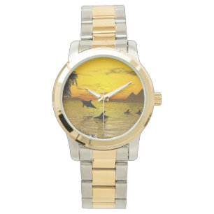Dolphin Sunset Two Tone Watch Armbanduhr