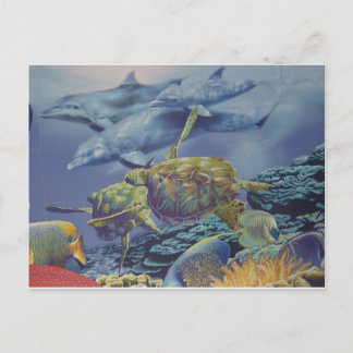 Dolphin-Tanz mit tropischen Fischen Postkarte