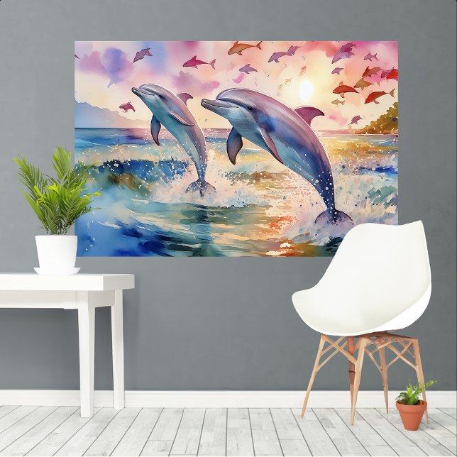 Dolphin Träume Aquarell XL Kunst Leinwanddruck (Von Creator hochgeladen)