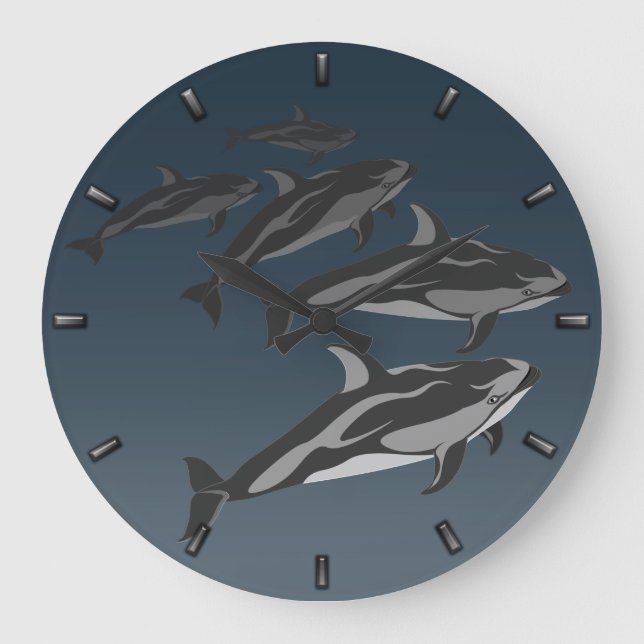 Dolphin-Uhr Pazifik Weiße Seite Dolphin-Uhr Große Wanduhr (Vorderseite)