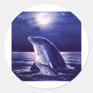 Dolphin und Baby Runder Aufkleber