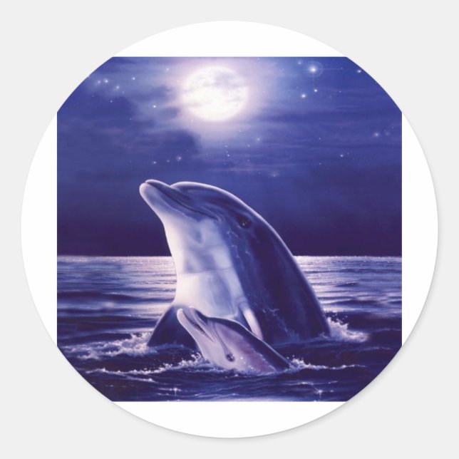 Dolphin und Baby Runder Aufkleber (Vorderseite)