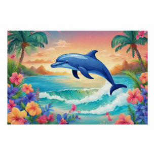 Dolphin und die wunderschöne Tropeninsel, Hibiskus Poster