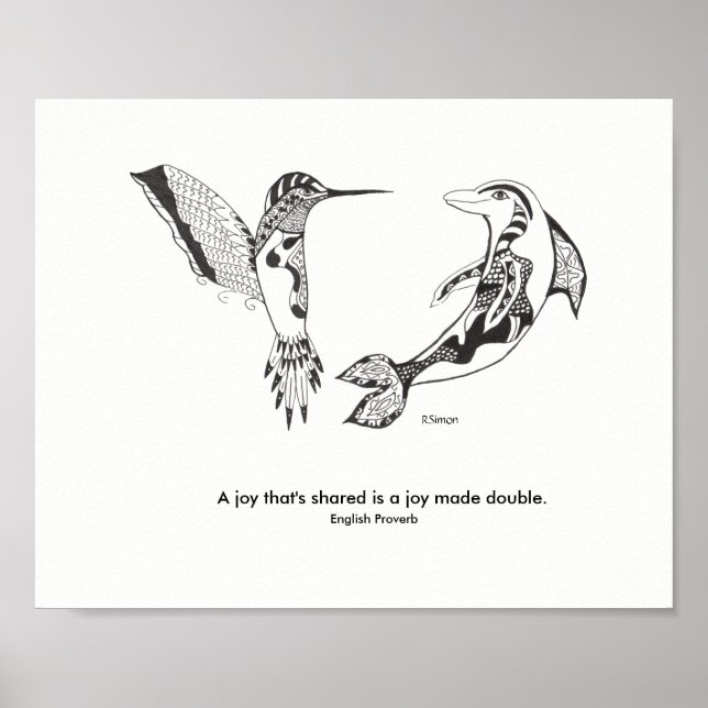 Dolphin und Hummingbird Joster Poster (Vorne)