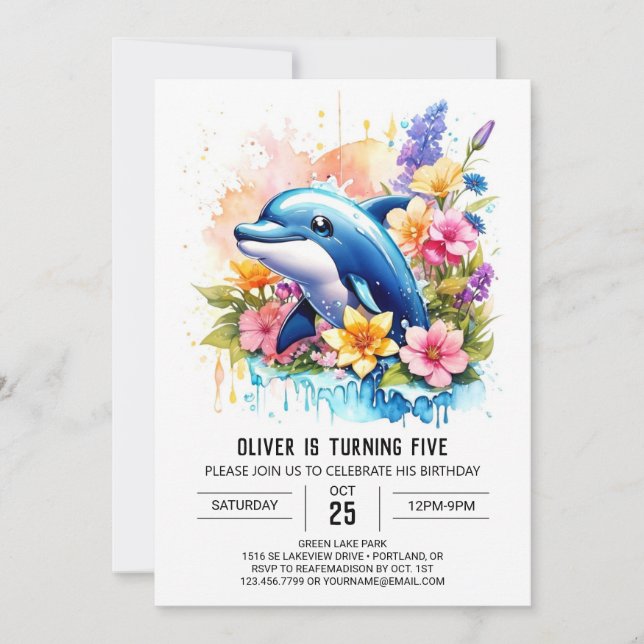 Dolphin Underwater Wonderland Geburtstag Einladung (Vorderseite)