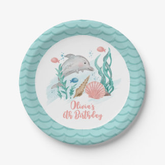Dolphin Untersee Geburtstag Pappteller