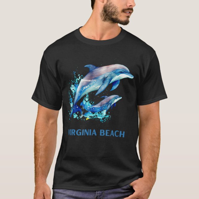 Dolphin Urlaub Vintag Virginia Beach Dest T-Shirt (Vorderseite)