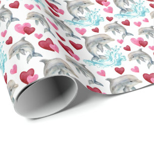 Dolphin Valentine Wrapping Paper Geschenkpapier