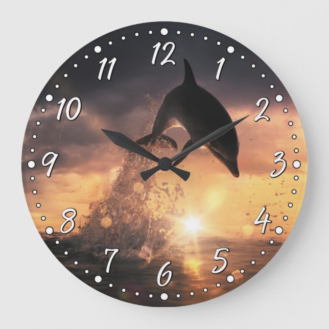 Dolphin Wall Clock Große Wanduhr (Vorderseite)